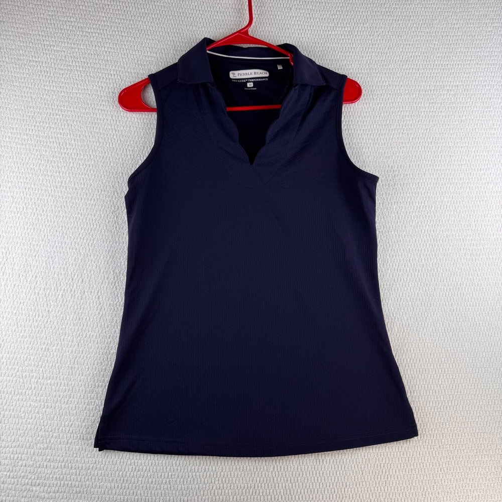 Pebble Beach Polo Womens M Navy Dry Luxe Performance Sleeveless Golf Top